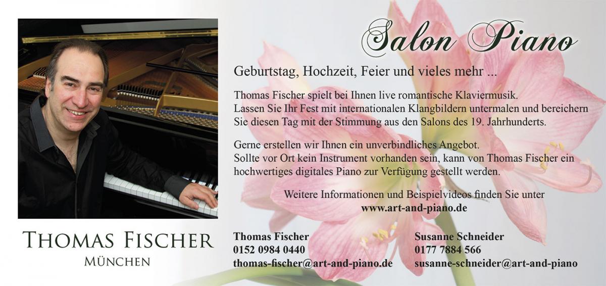 Wollen Sie Ihrer Feier, Ihrem Geburtstag oder auch Ihrer Hochzeit mit klassisch-romantischer Klaviermusik eine besondere Note verleihen? Buchen Sie Thomas Fischer zu sehr fairen Preisen mit seinem Programm.